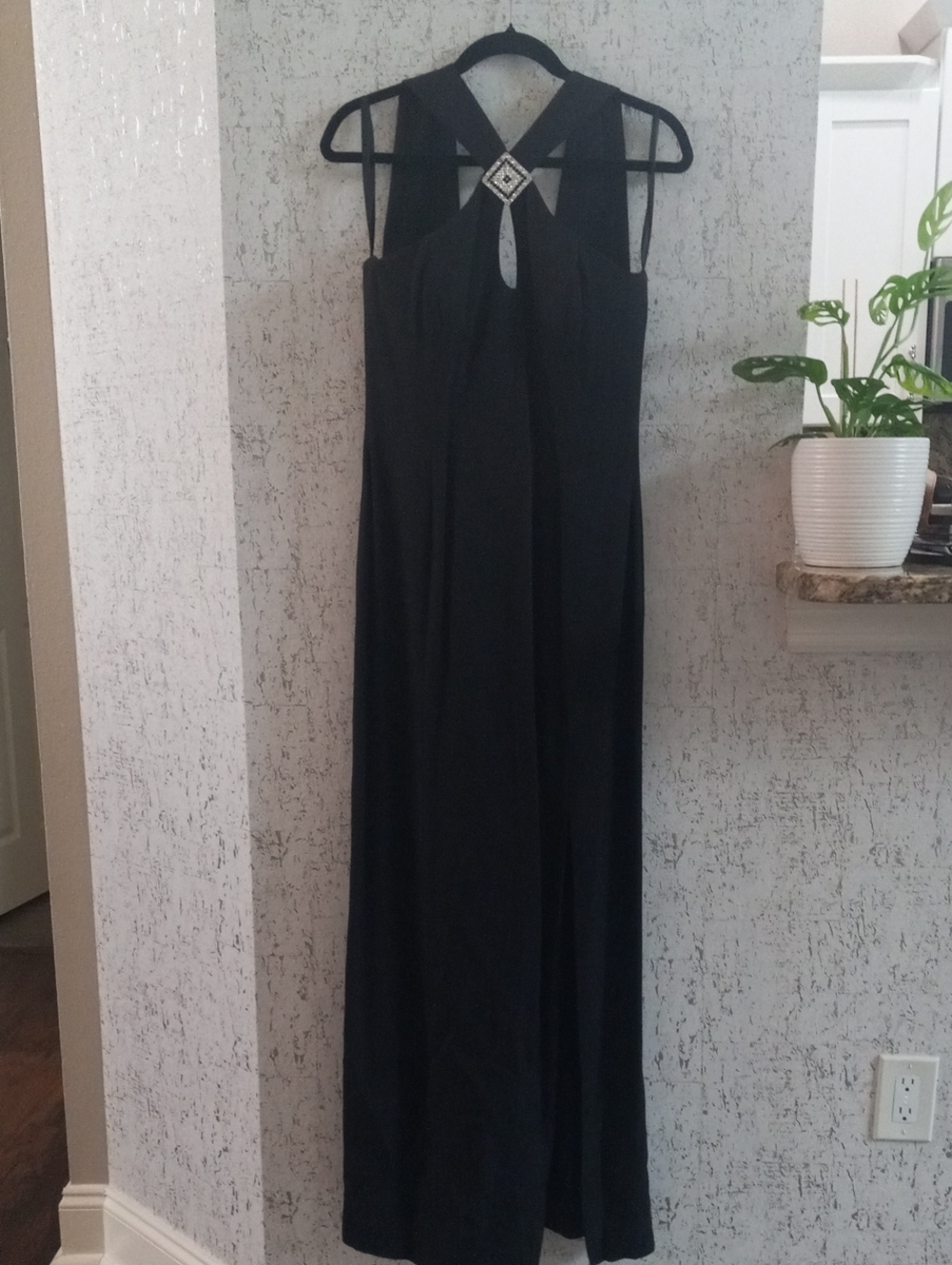 Cache Black Halter Maxi Dress with Keyhole Accent Size 10